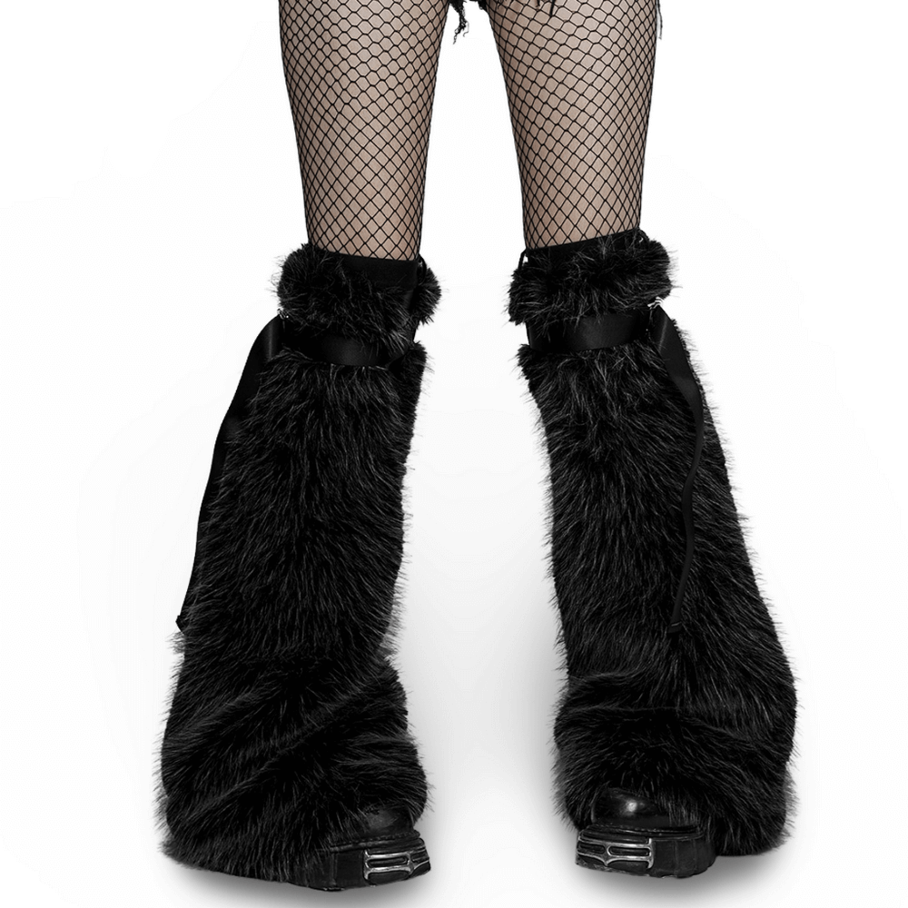 Gothic Warm Leg Warmers with Detachable Loops for Women