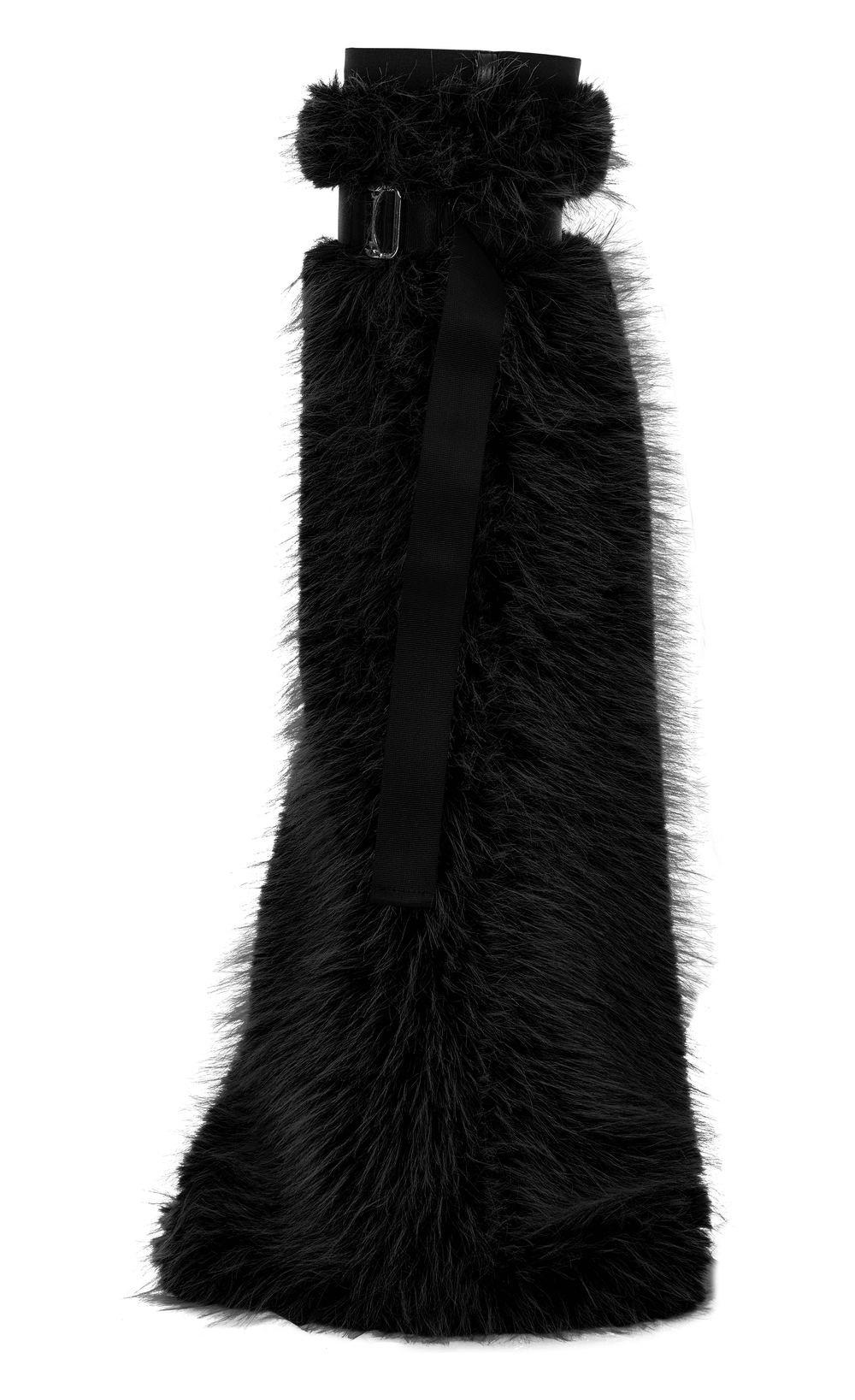 Gothic warm leg warmers with detachable loops in black faux fur, perfect for a punk rock look.