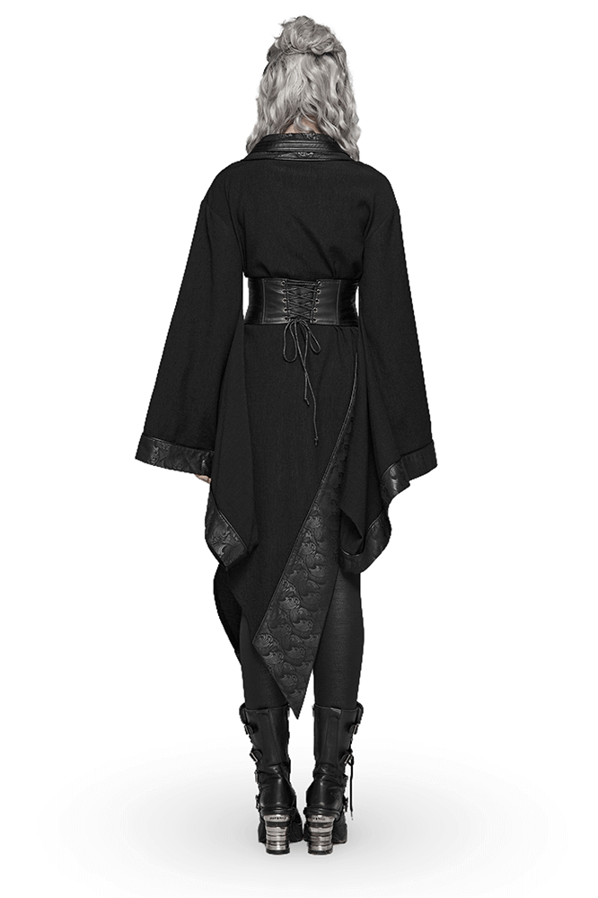 Gothic Wave Print Women's Kimono with Corset Detail