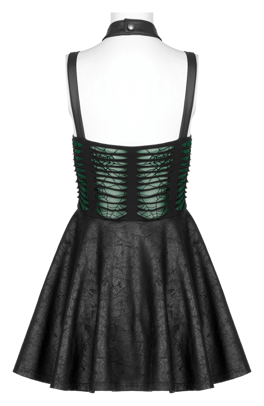 Gothic Webbed Bodice Flare Dress with Adjustable Loops - HARD'N'HEAVY
