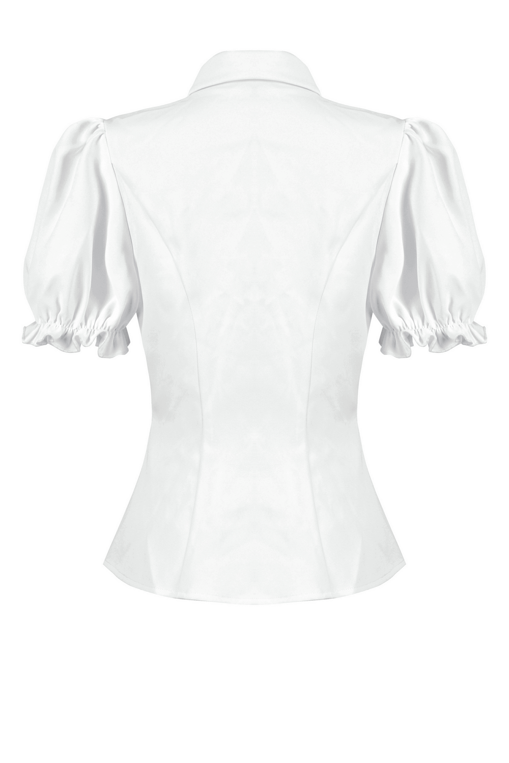 Gothic white blouse with puff sleeves and fitted waist for Victorian and alternative fashion.