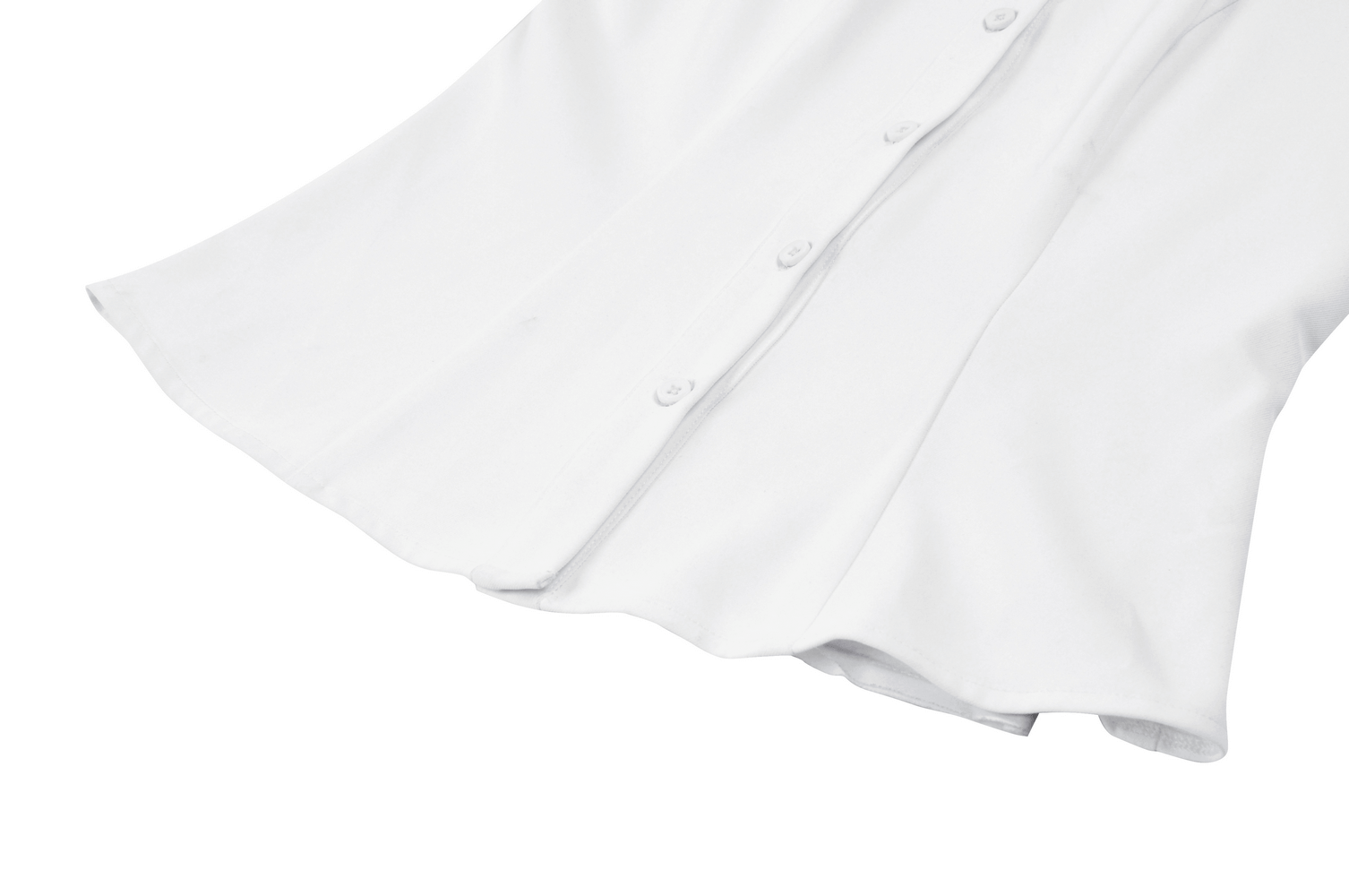 Gothic white blouse with button-down front and elegant collar, perfect for Victorian or steampunk outfits.