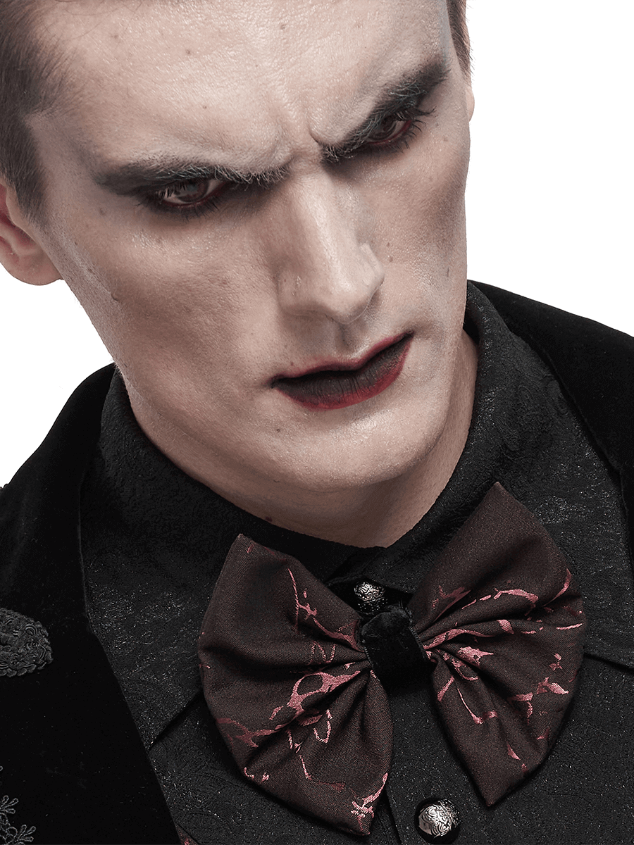 Gothic Wine Red Jacquard Bowtie / Men's Lace-up design Bowtie / Fashion Male Accessories - HARD'N'HEAVY