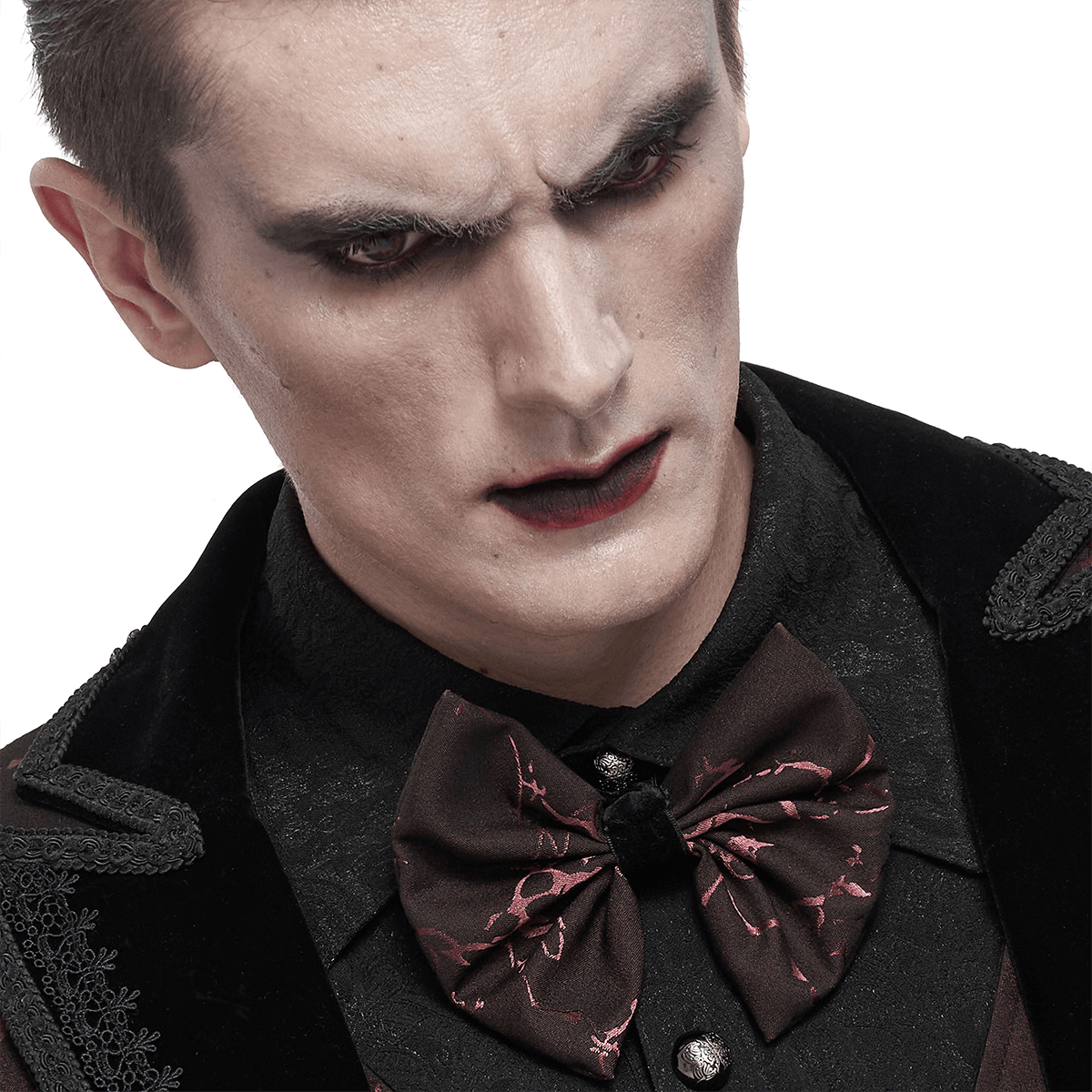 Gothic Wine Red Jacquard Bowtie / Men's Lace-up design Bowtie / Fashion Male Accessories - HARD'N'HEAVY