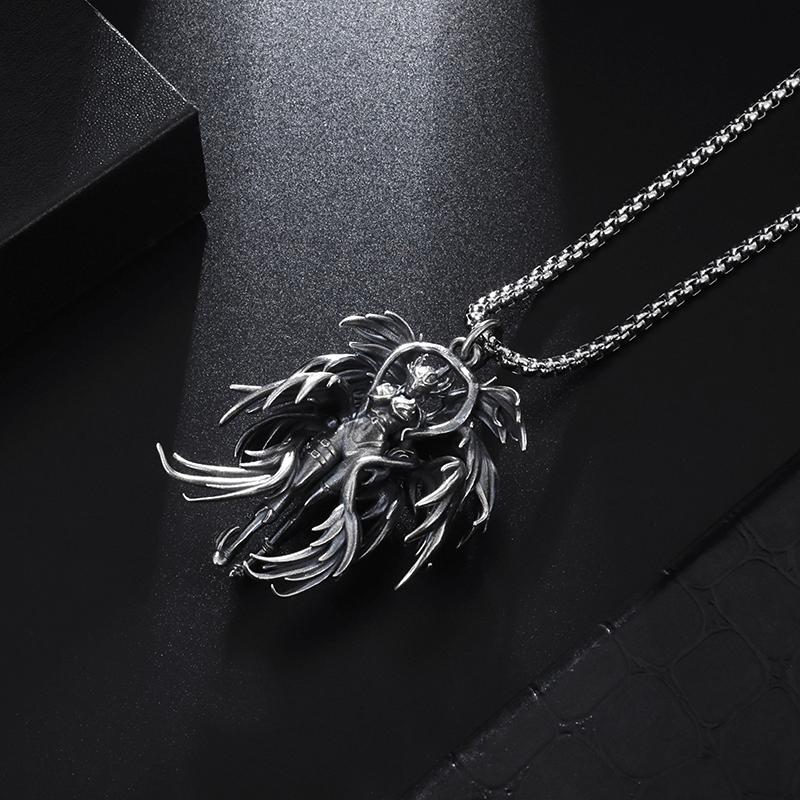 Gothic Winged Angel Pendant Necklace / Stainless Steel Punk Biker Accessories - HARD'N'HEAVY