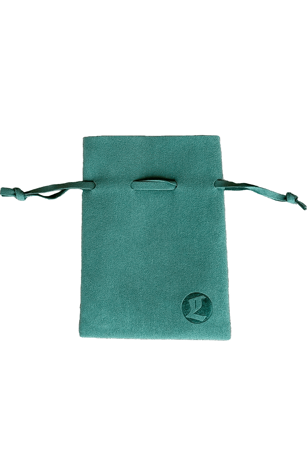 Gothic Winged Phallus Pewter Talisman Necklace in a stylish teal pouch for elegant storage.