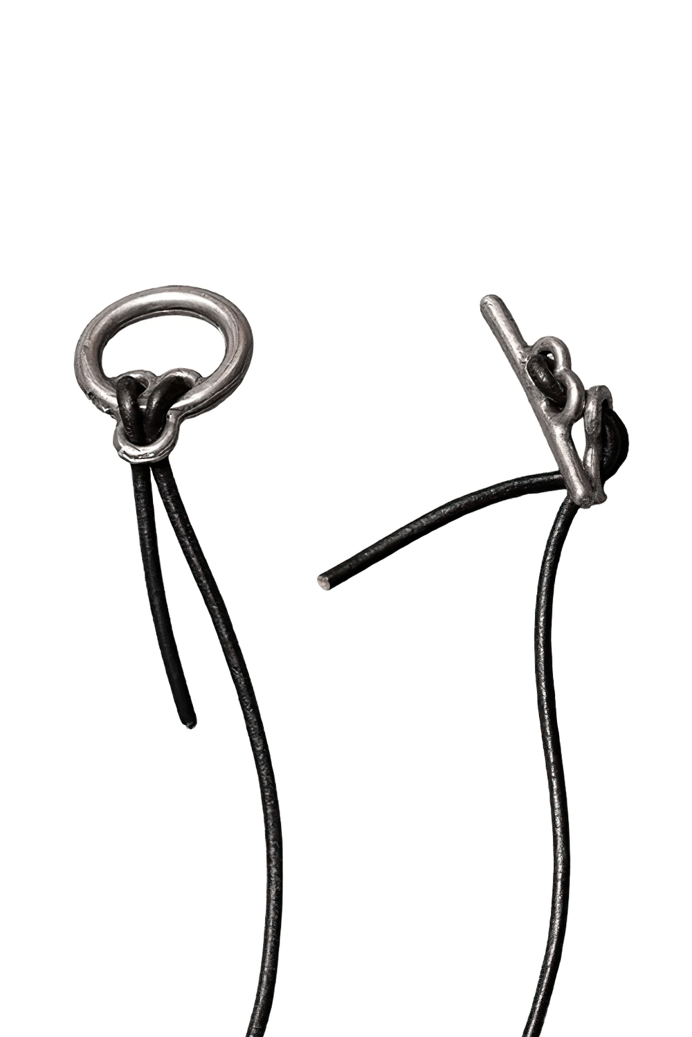 Gothic Winged Phallus Pewter Talisman Necklace on black cord with a pewter clasp detail.