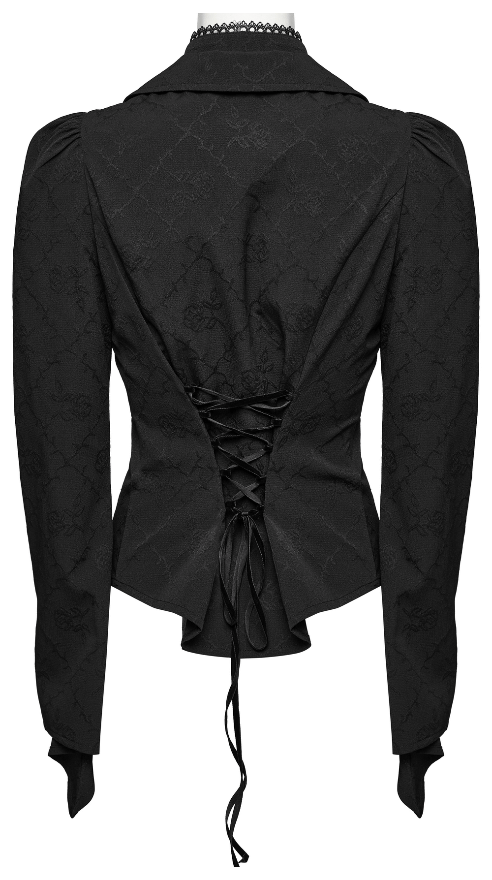 Gothic Women's Blouse with Lace-Up Back and Double Collar