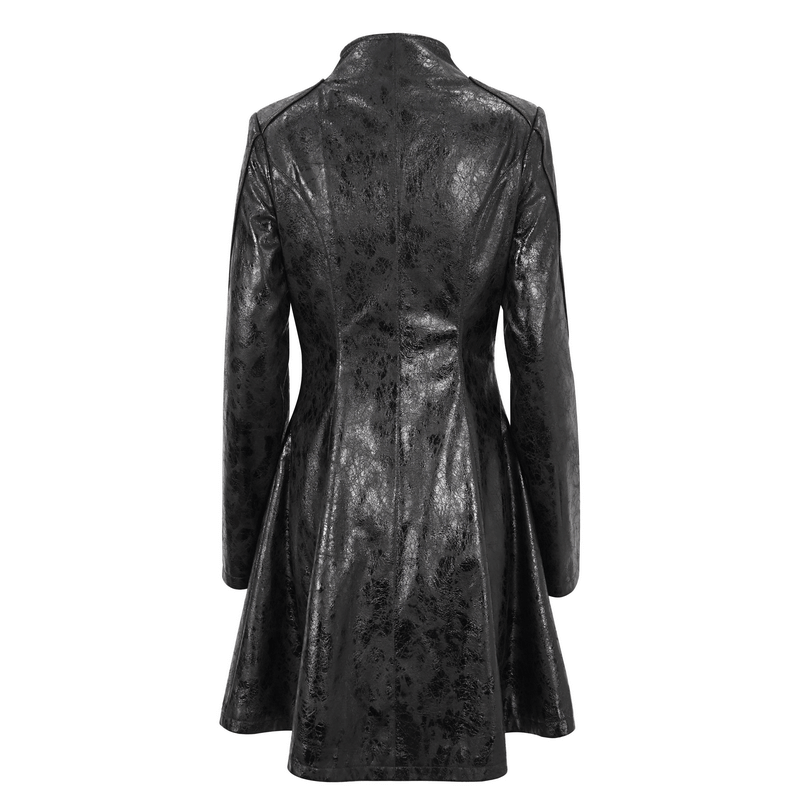 Gothic Women's Buckle Straps Faux Leather Mid-Length Coat - HARD'N'HEAVY