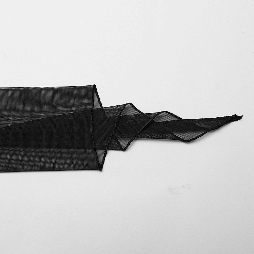 Elegant black mesh fabric showcasing intricate texture perfect for Gothic dress designs.