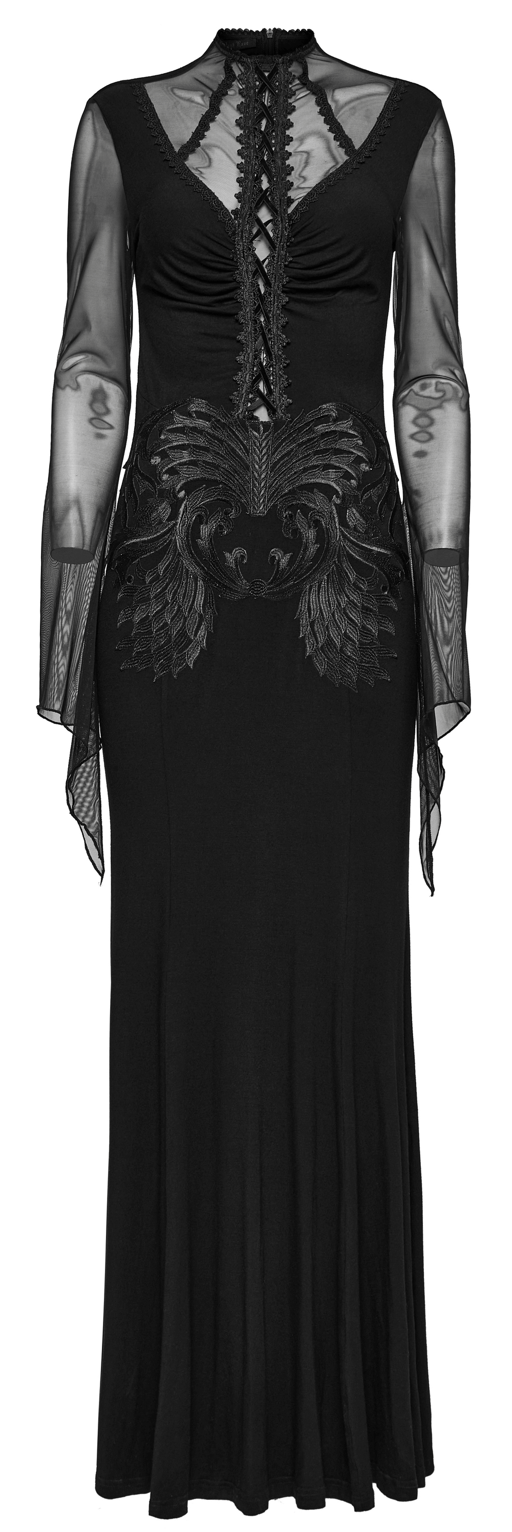 Robe gothique en dentelle et maille brodée pour femme