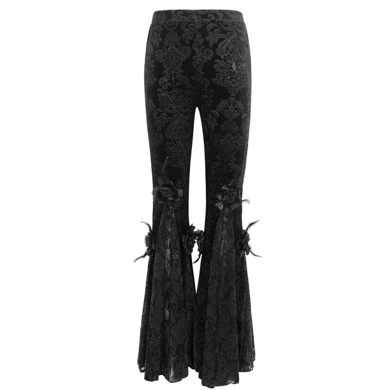 Lace flared trousers - Black - Ladies