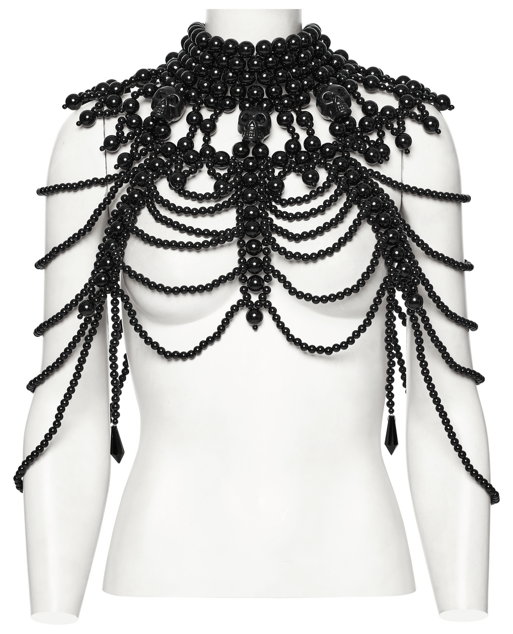 Gothic Women's Pearl Body Accessory with Skull Accent