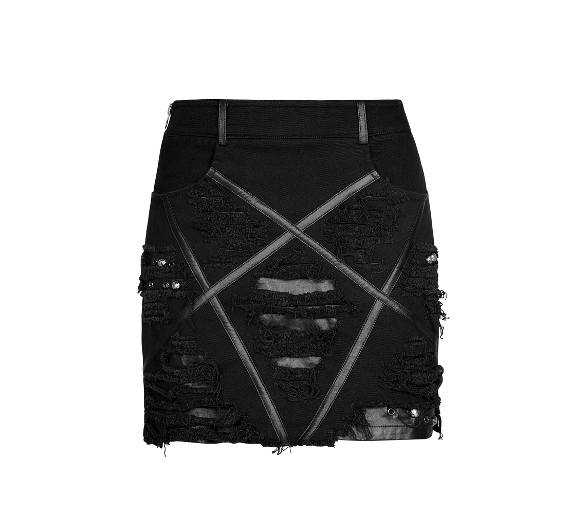 Gothic Women's Pentagram Pattern Decadent Skirt - HARD'N'HEAVY