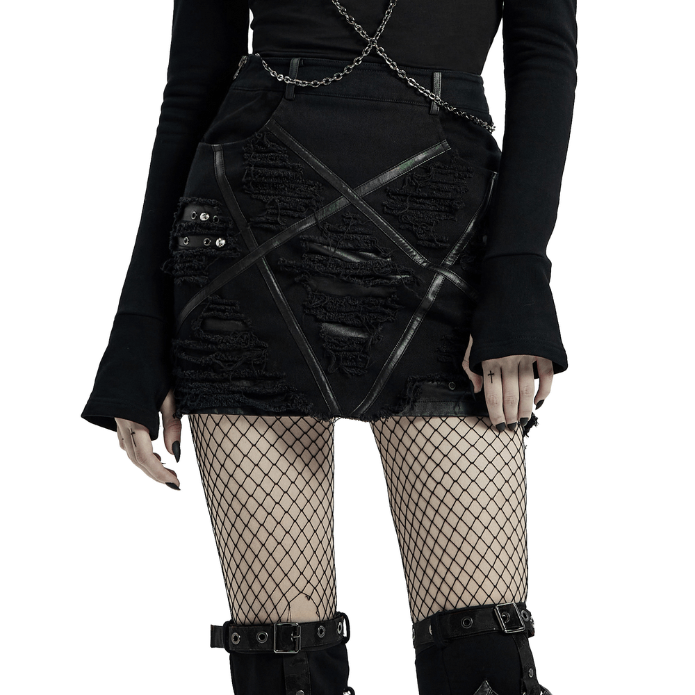 Gothic Women's Pentagram Pattern Decadent Skirt - HARD'N'HEAVY