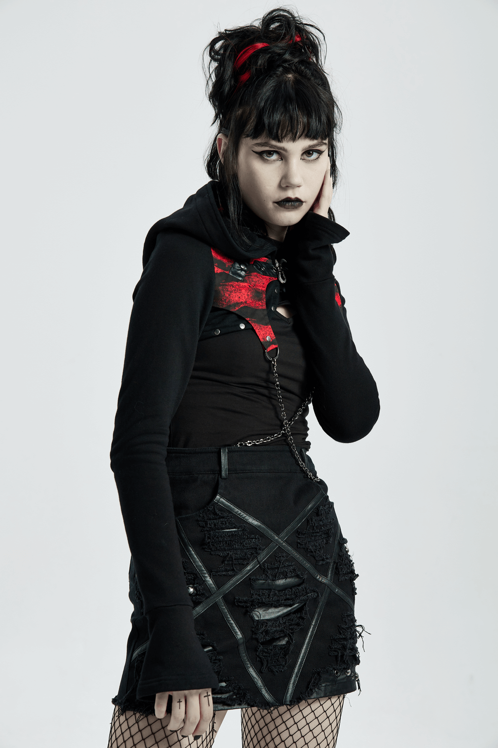 Gothic Women's Pentagram Pattern Decadent Skirt - HARD'N'HEAVY