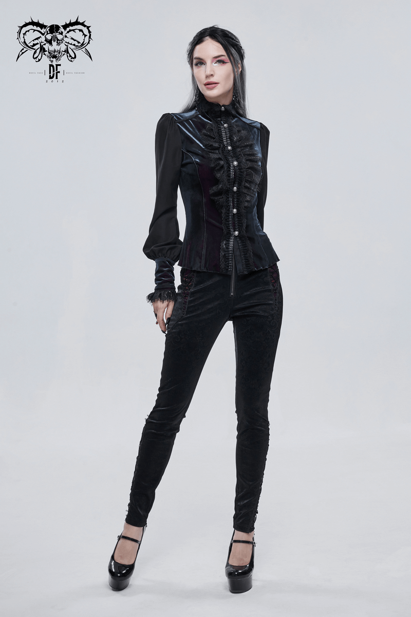 Gothic Women's Leather Metal Zipper High Waist Pants