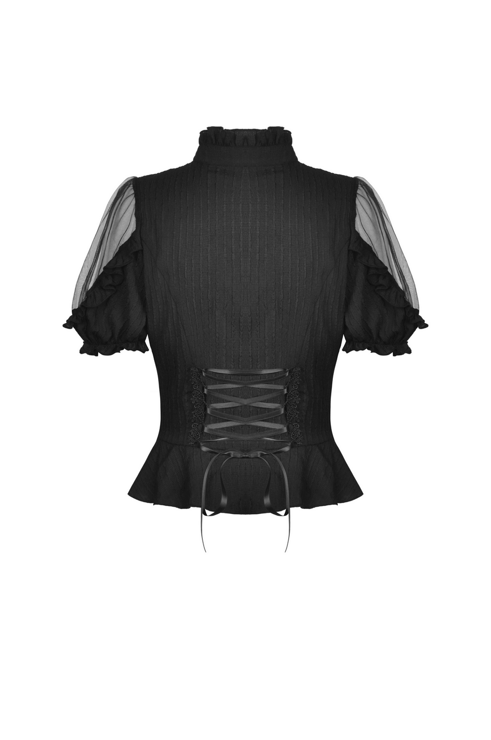 Blusa gótica de mangas transparentes con corte de corazón para mujer