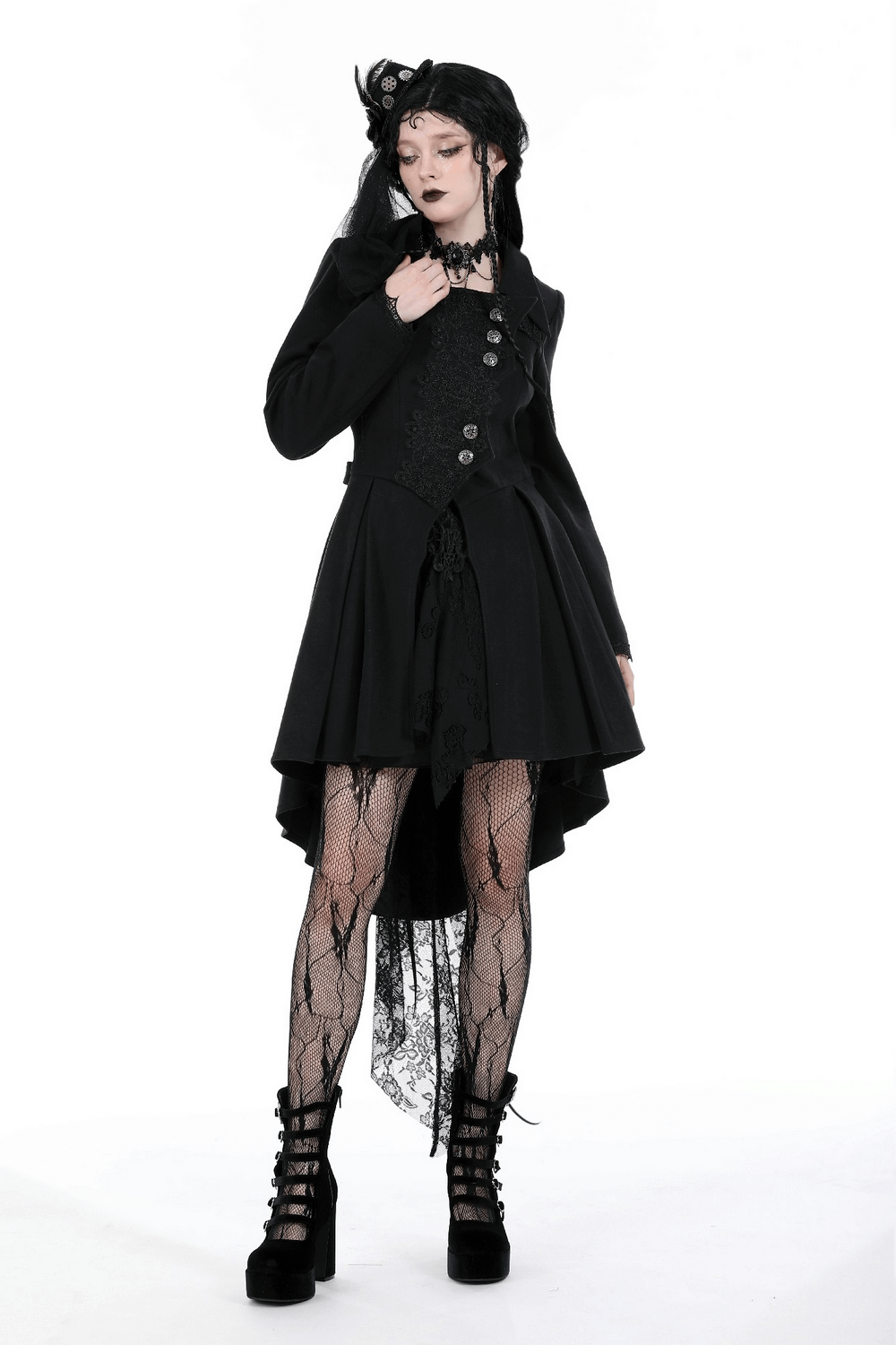 Gothic Women's Tailcoat with Lace for Stylish Looks