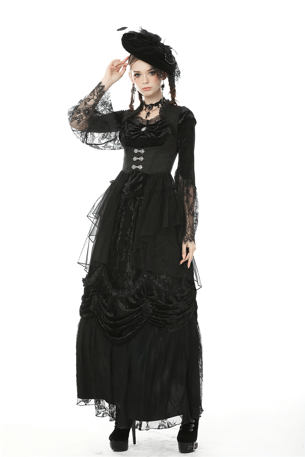Gothic Women's Waistcoat with Mesh Front and Fishtail Hem