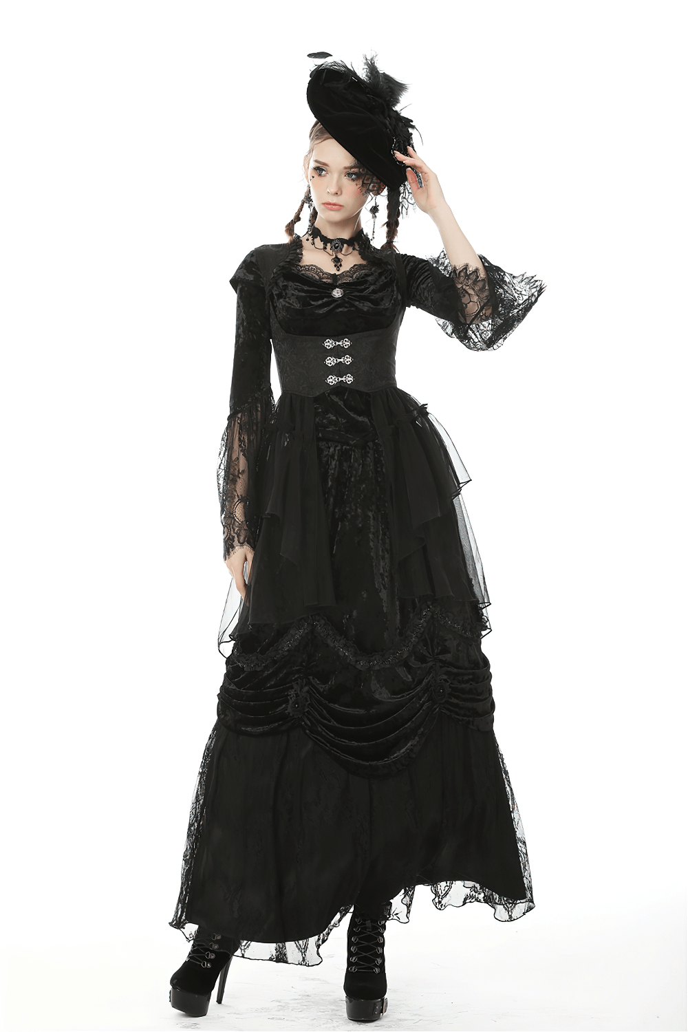 Gothic Women's Waistcoat with Mesh Front and Fishtail Hem