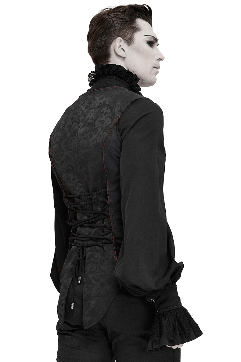 Gothic Zip Jacquard Tailed Vests / Elegant Vest with Lacing at the Back / Alternative Fashion - HARD'N'HEAVY