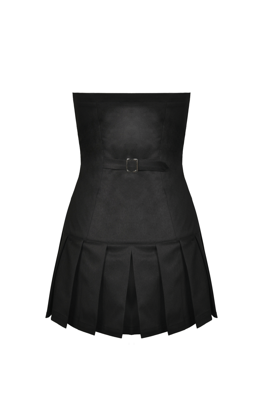 Gothic Zipper Black Mini Dress with Metal Accents