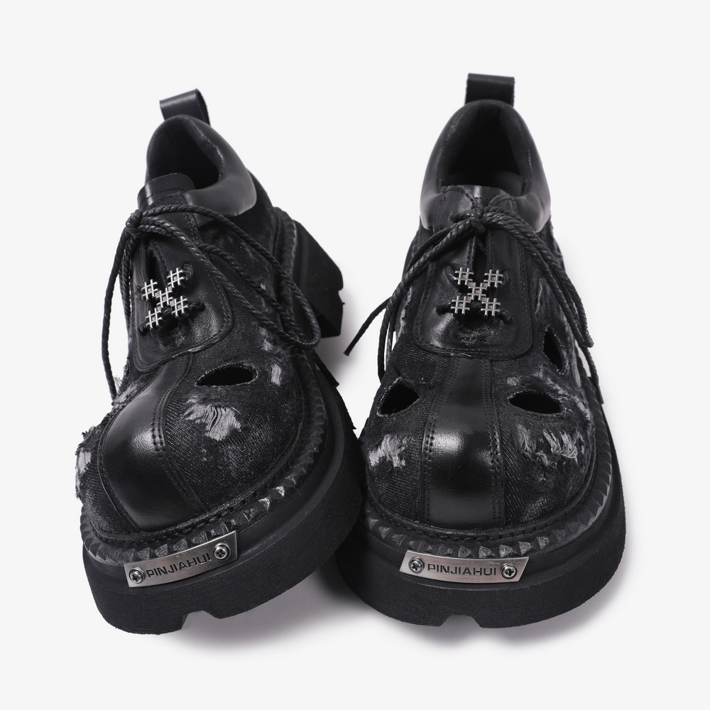Grunge Cutout Derby Shoes with Chunky Lug Soles