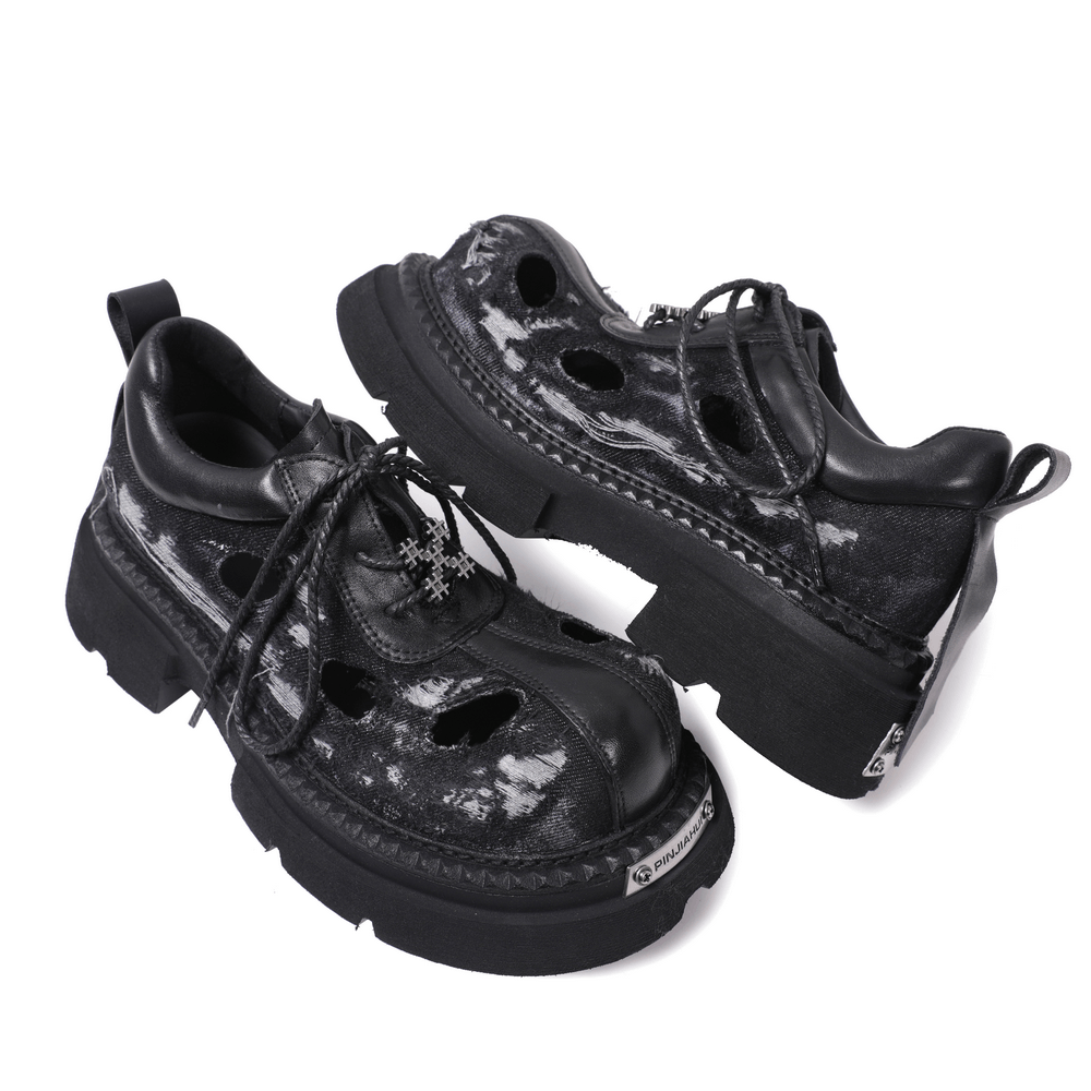 Grunge Cutout Derby Shoes with Chunky Lug Soles