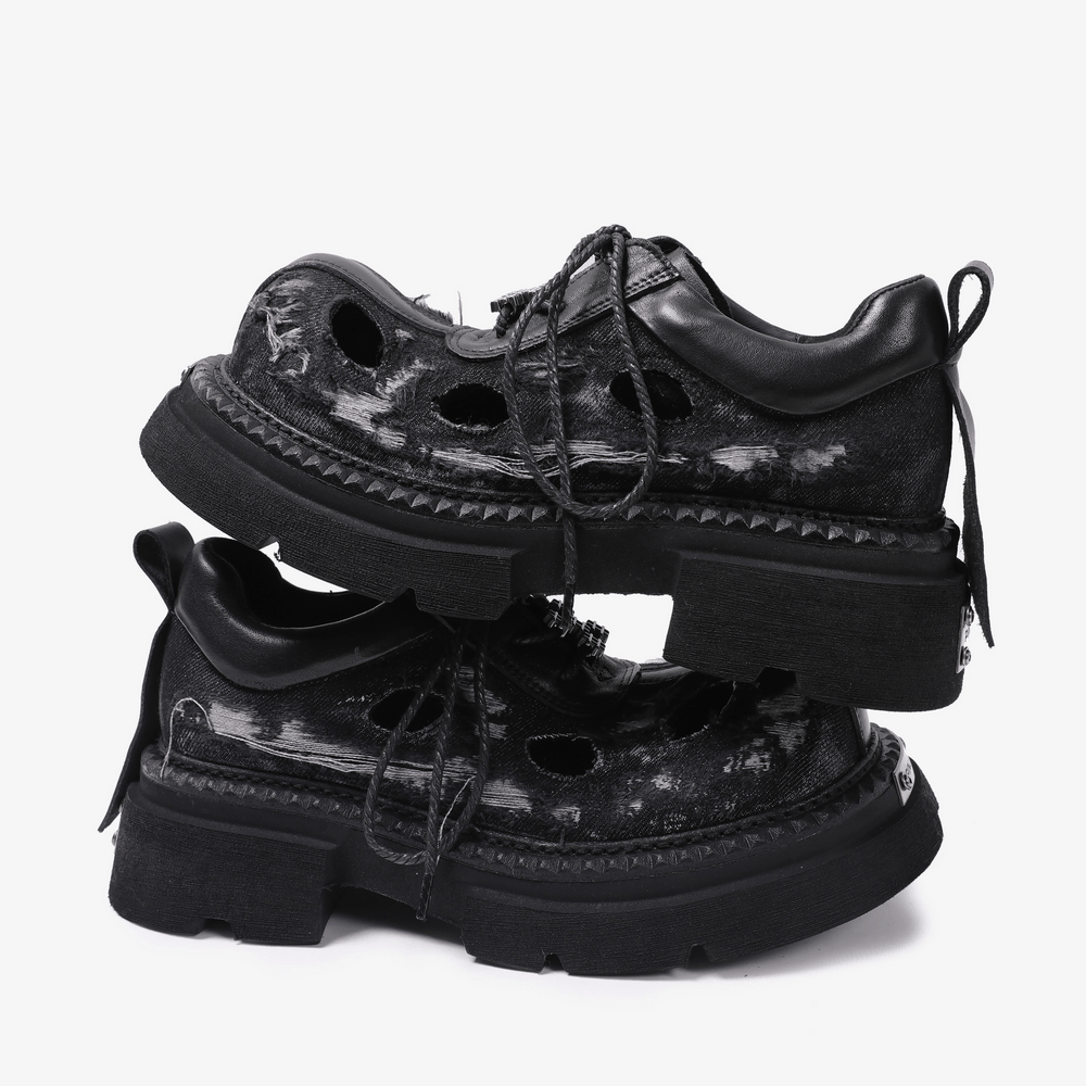 Grunge Cutout Derby Shoes with Chunky Lug Soles