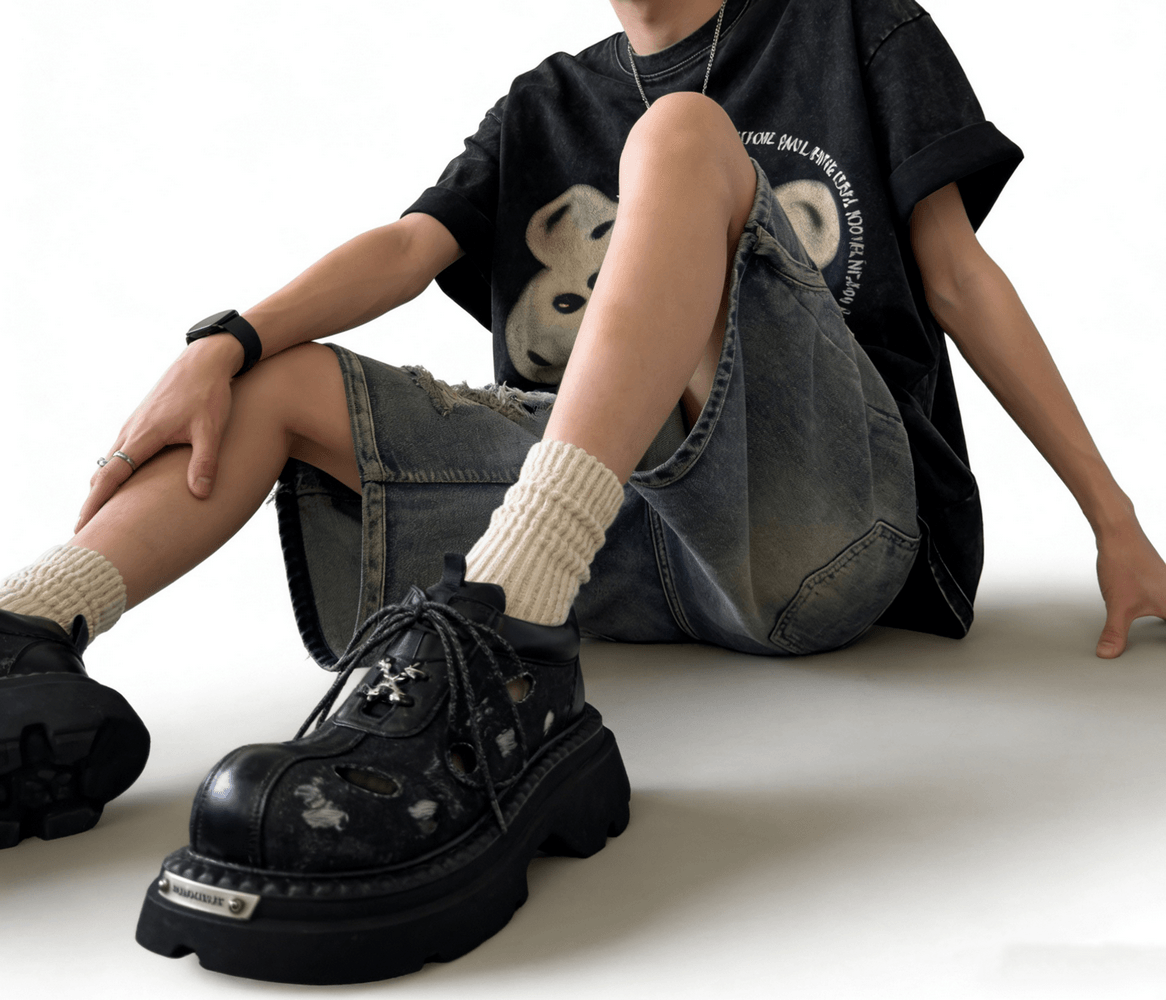 Grunge Cutout Derby Shoes with Chunky Lug Soles