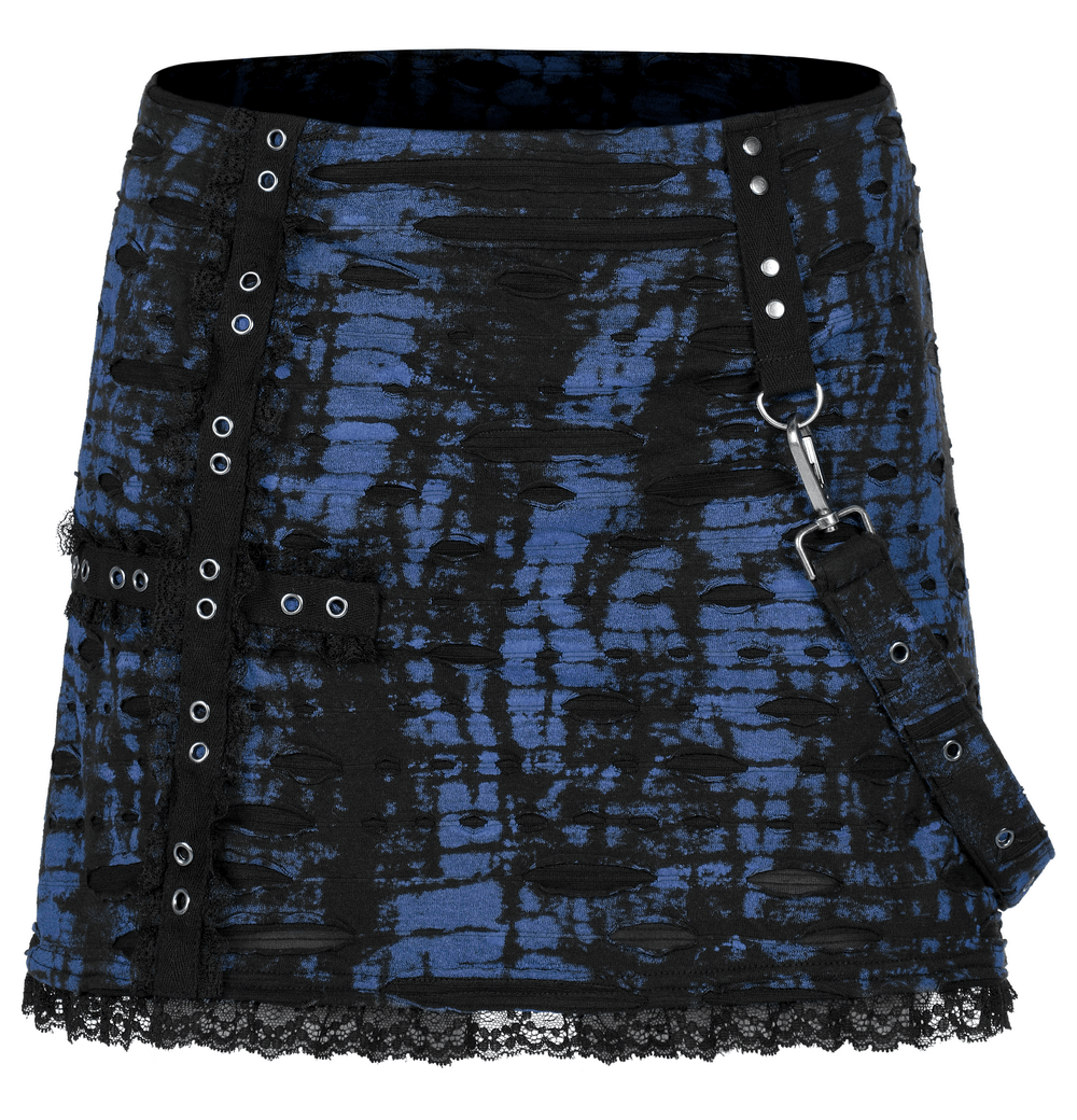 Grunge Deconstructed Texture Skirt with Holes - HARD'N'HEAVY