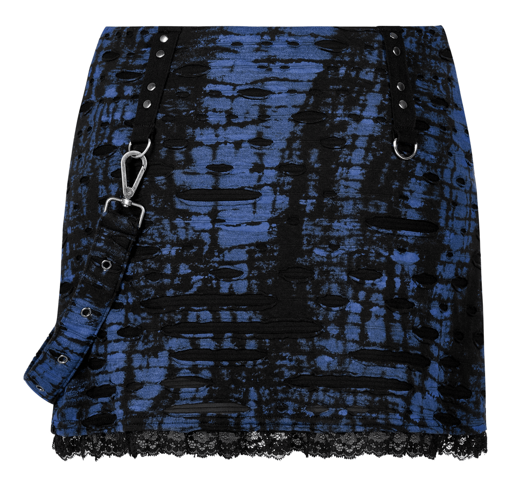 Grunge Deconstructed Texture Skirt with Holes - HARD'N'HEAVY