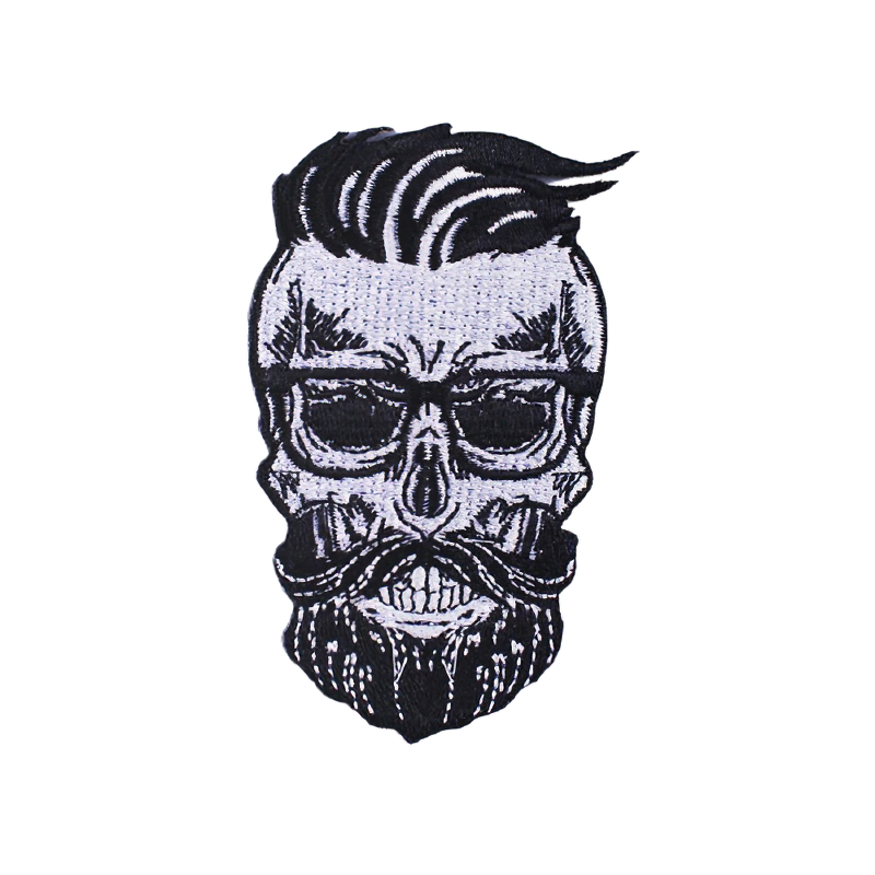 Hairy Skull With Beard And Mustache Fusible Patch For Clothing / Accessory For Jackets - HARD'N'HEAVY