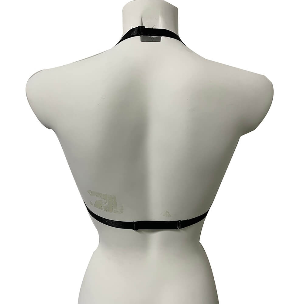 Back view of the Halloween Black Body Harness with adjustable straps, showcasing a punk-inspired design.