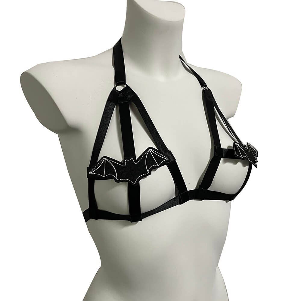 Black Cage Leather Harness and Bra