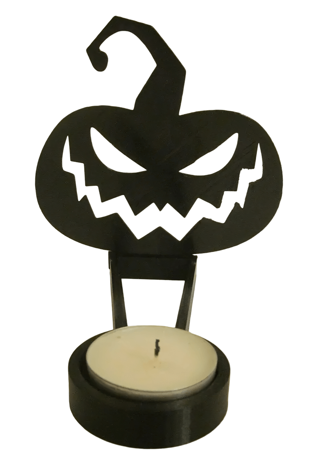 Portavelas de Halloween con escena de metal