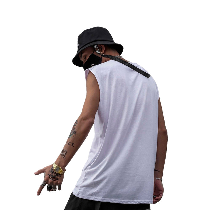 Harajuku Patchwork Tanks Top / Hipster Men Casual Sleeveless Tees / Rave Outfits - HARD'N'HEAVY