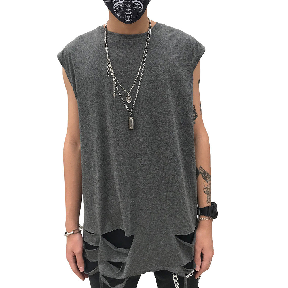Harajuku Patchwork Tanks Top / Hipster Men Casual Sleeveless Tees / Rave Outfits - HARD'N'HEAVY