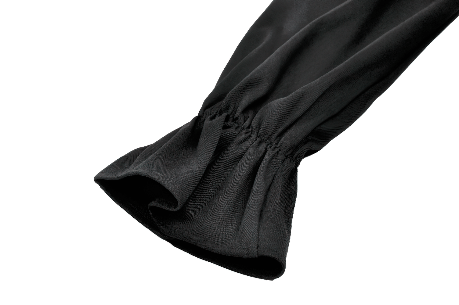 Harlequin Diamond Pattern Shirt with Front Button Detail puff sleeve detail showcasing elegant ruffles in black.