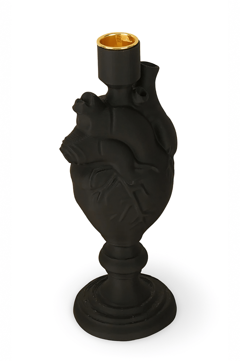Portavelas de Corazón Anatómico Negro para Decoración Gótica