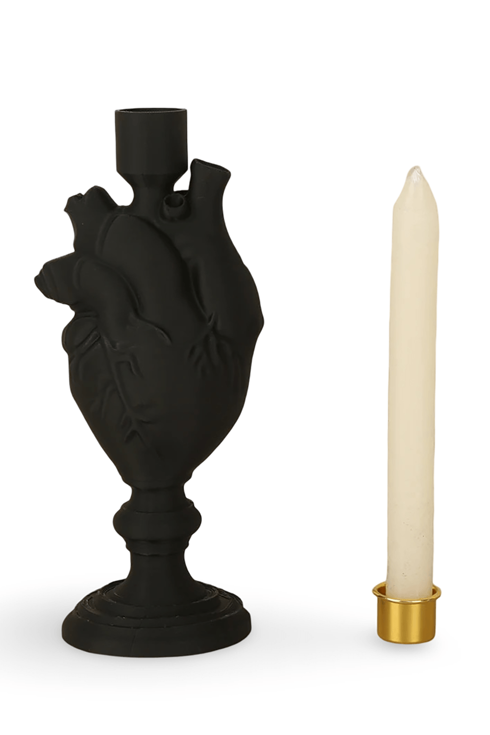 Portavelas de Corazón Anatómico Negro para Decoración Gótica