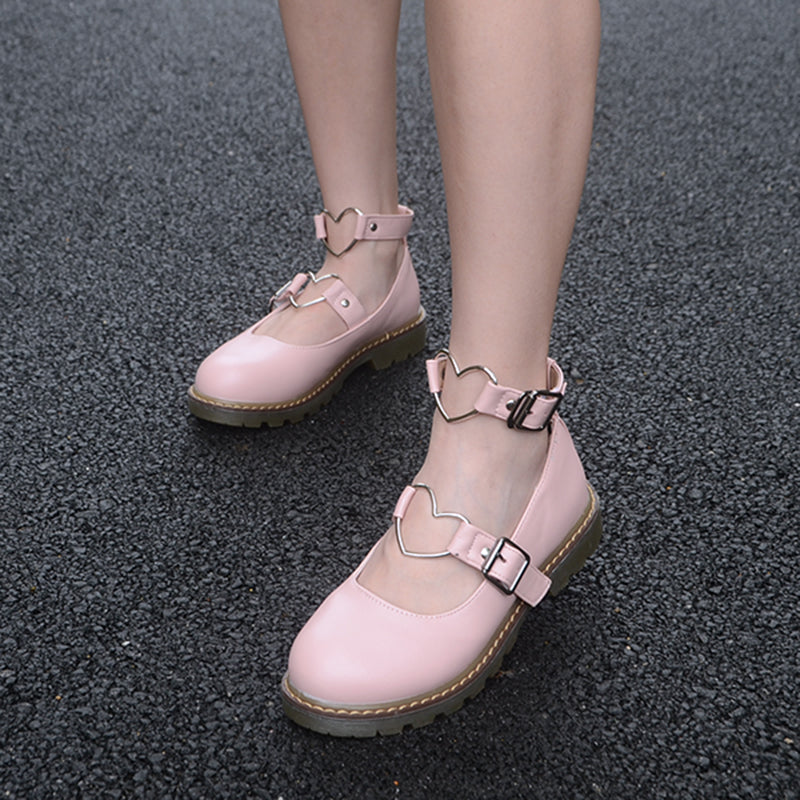 Heart-shaped Cosplay Student Anime Lolita Shoes / Pu Leather College Girl Jk Uniform Shoes - HARD'N'HEAVY