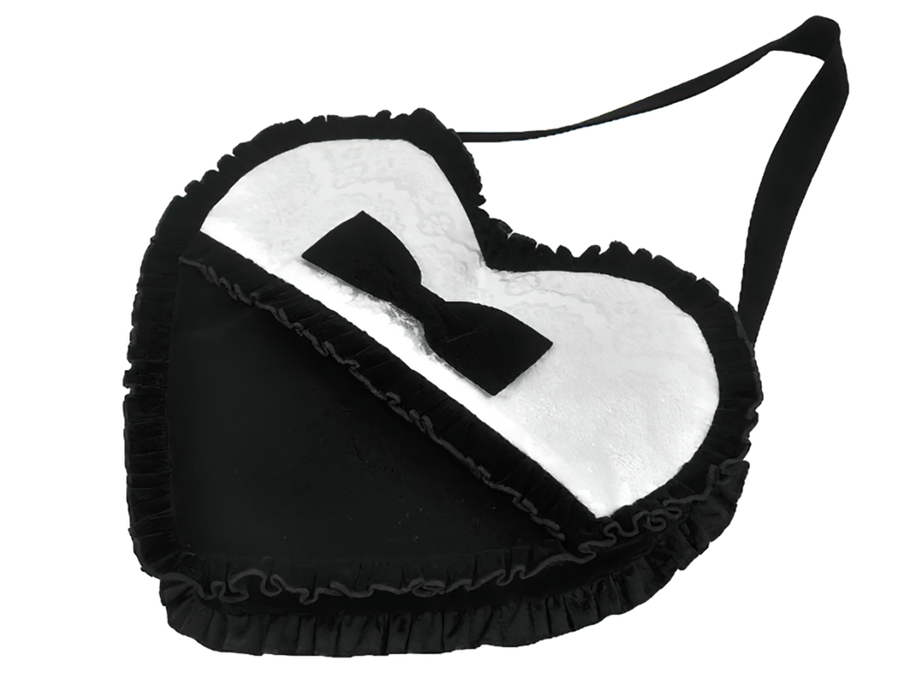 Heart-Shaped Gothic Lace Bow Crossbody Bag featuring black velvet and lace with a chic bow detail.