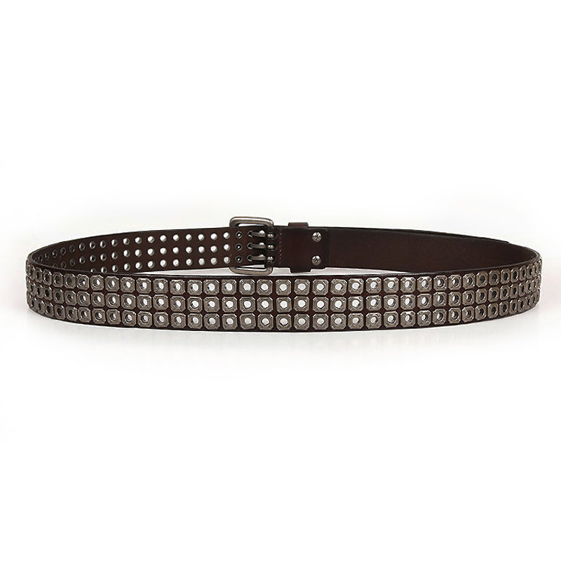 Heavy Metal Cowboy Belt / Genuine Leather Belts For Men and Women with Rivets - HARD'N'HEAVY