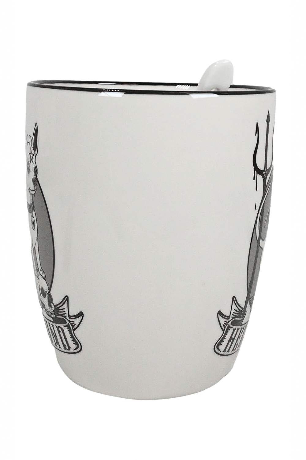 Hellhound Mug with devilish design, fine bone china, ideal for coffee lovers, stylish and practical.