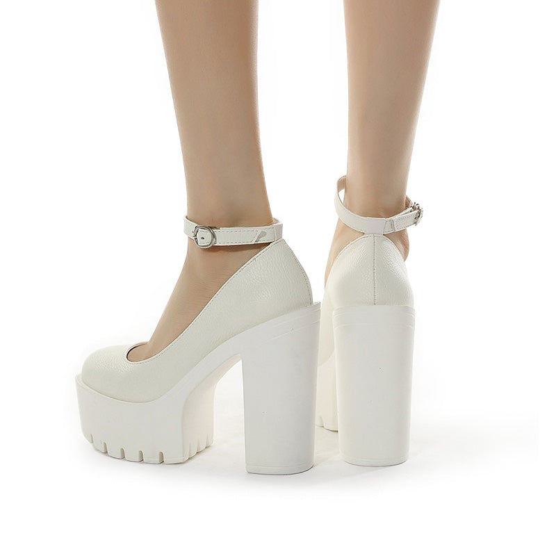 High-Heeled Shoes in Alternative Fashion / Thick Heels platform Pumps in Gothic Style - HARD'N'HEAVY