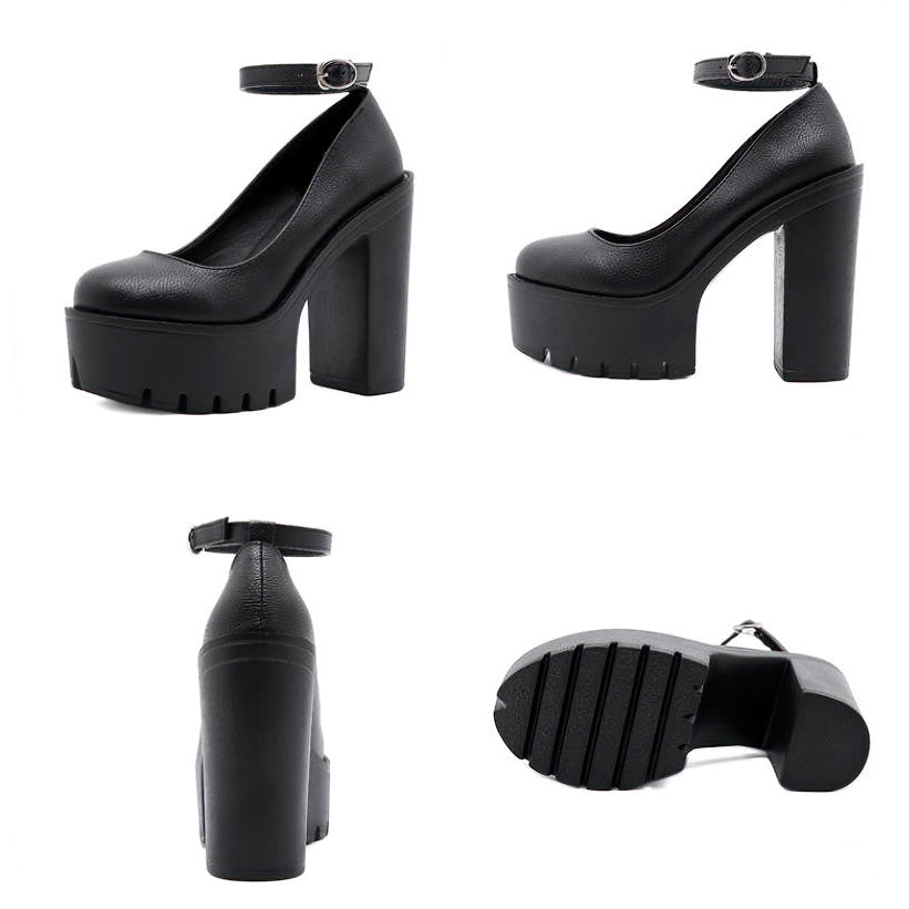 High-Heeled Shoes in Alternative Fashion / Thick Heels platform Pumps in Gothic Style - HARD'N'HEAVY