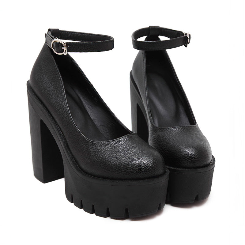 High-Heeled Shoes in Alternative Fashion / Thick Heels platform Pumps in Gothic Style - HARD'N'HEAVY
