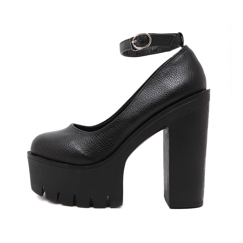 High-Heeled Shoes in Alternative Fashion / Thick Heels platform Pumps in Gothic Style - HARD'N'HEAVY